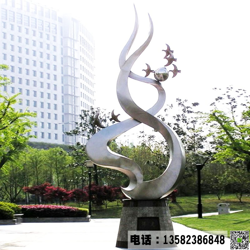 定制大型不锈钢镜面抽象雕塑广场景观摆件